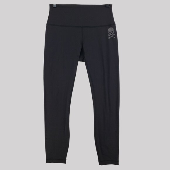 Lululemon Womens Black High-Waisted Leggings Skull Print Full-Length  & Stretchy - Picture 1 of 9